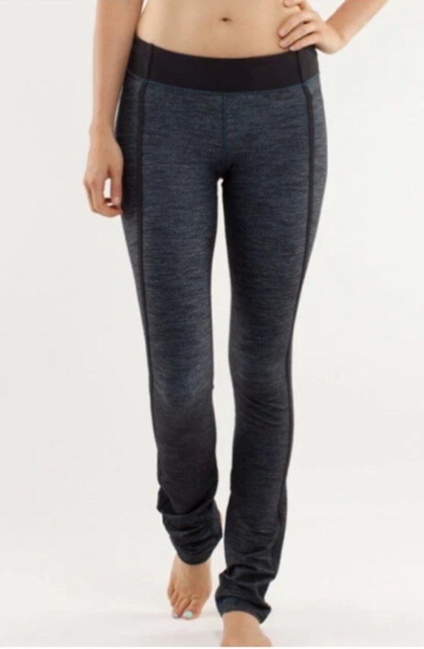 Lululemon Forme Pant Black and Gray Mid-Rise size 2 Atheltic Yoga Running